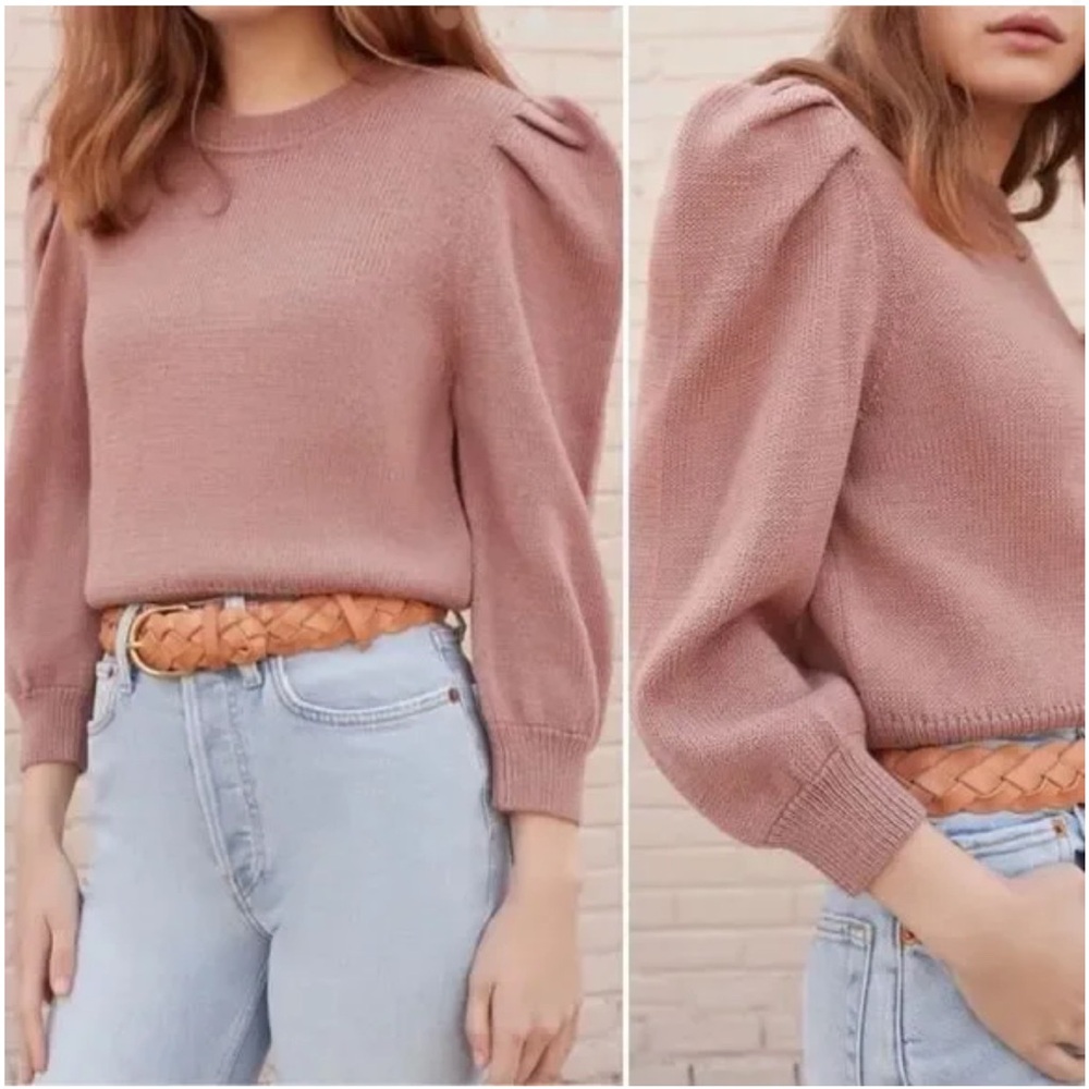 Loeffler Randall Blush Sweater with Puff Sleeves